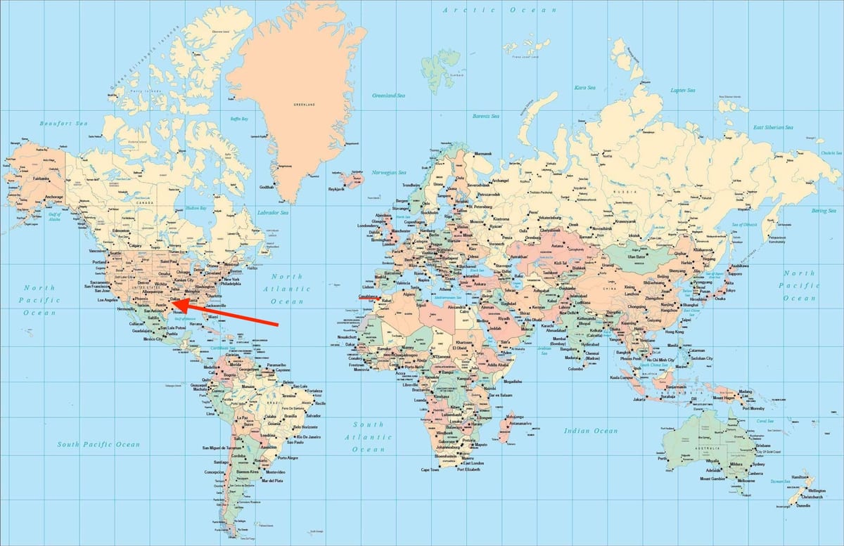 Расположение Далласа на карте мира