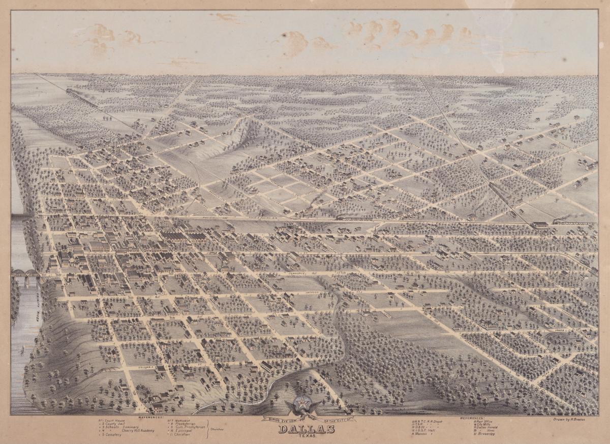 Старинная карта Далласа