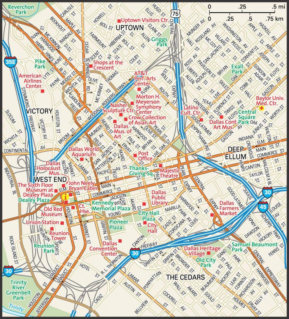 Карта центра Далласа